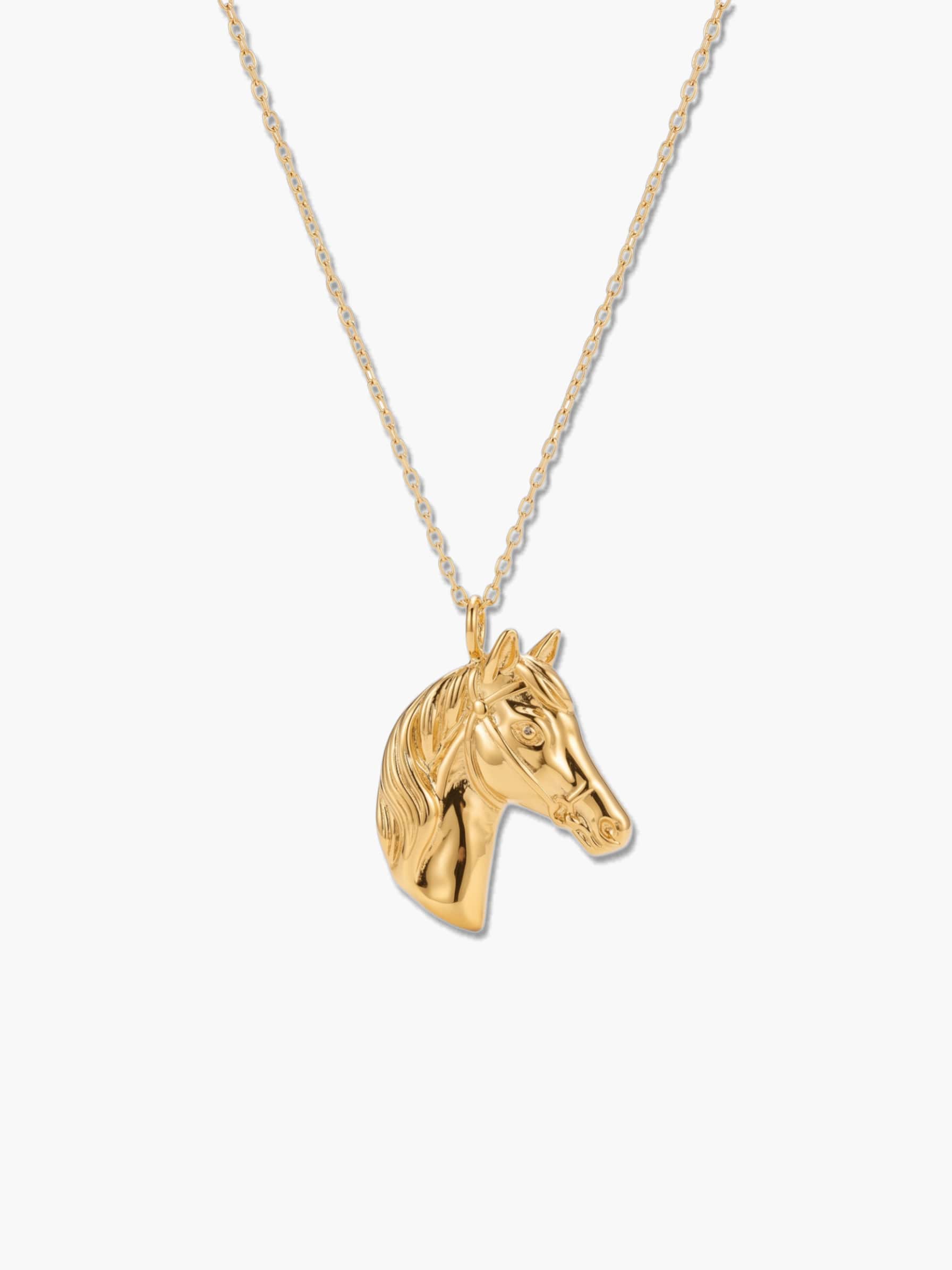 18K Gold Horse Necklace | Elegant Pendant Necklace with a Horse