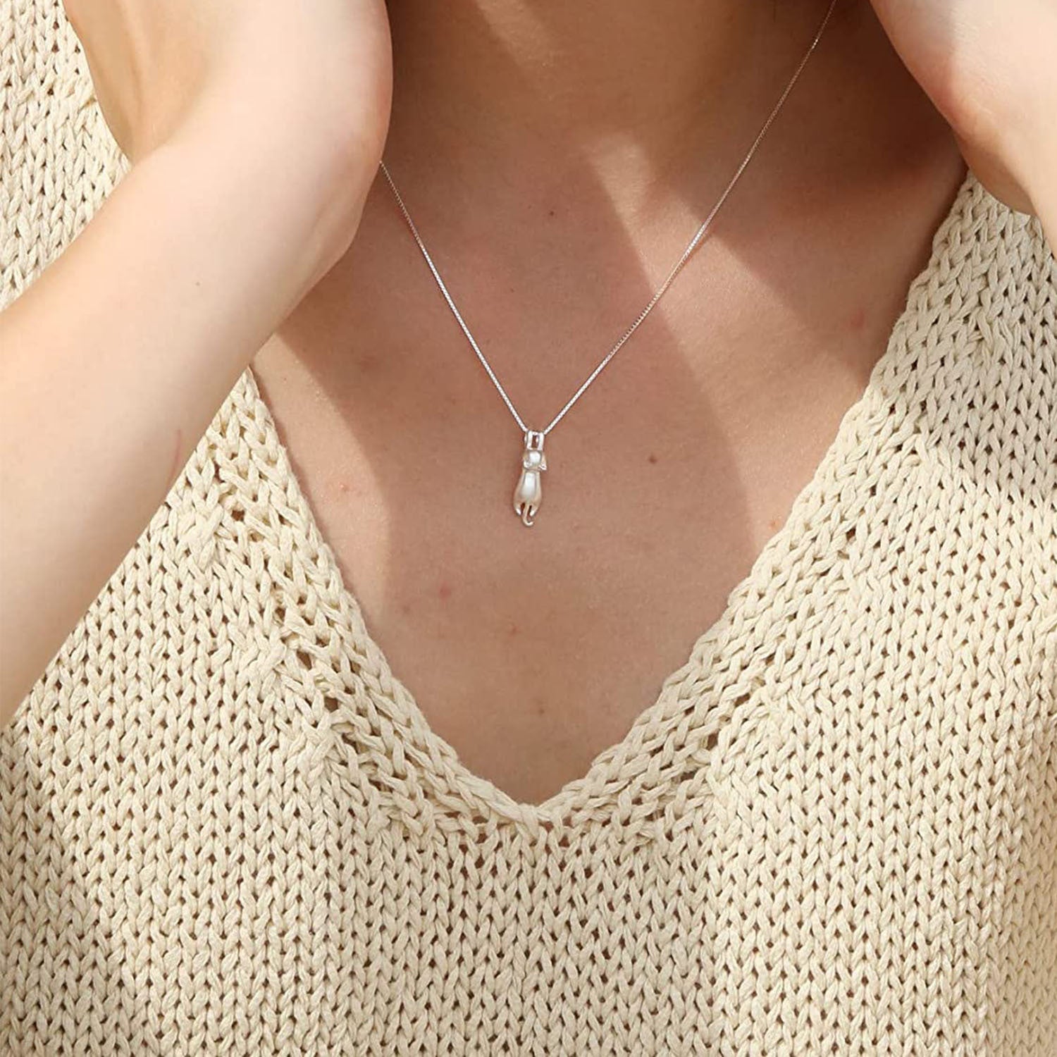 Minimalist Cat Necklace S925 Sterling Silver