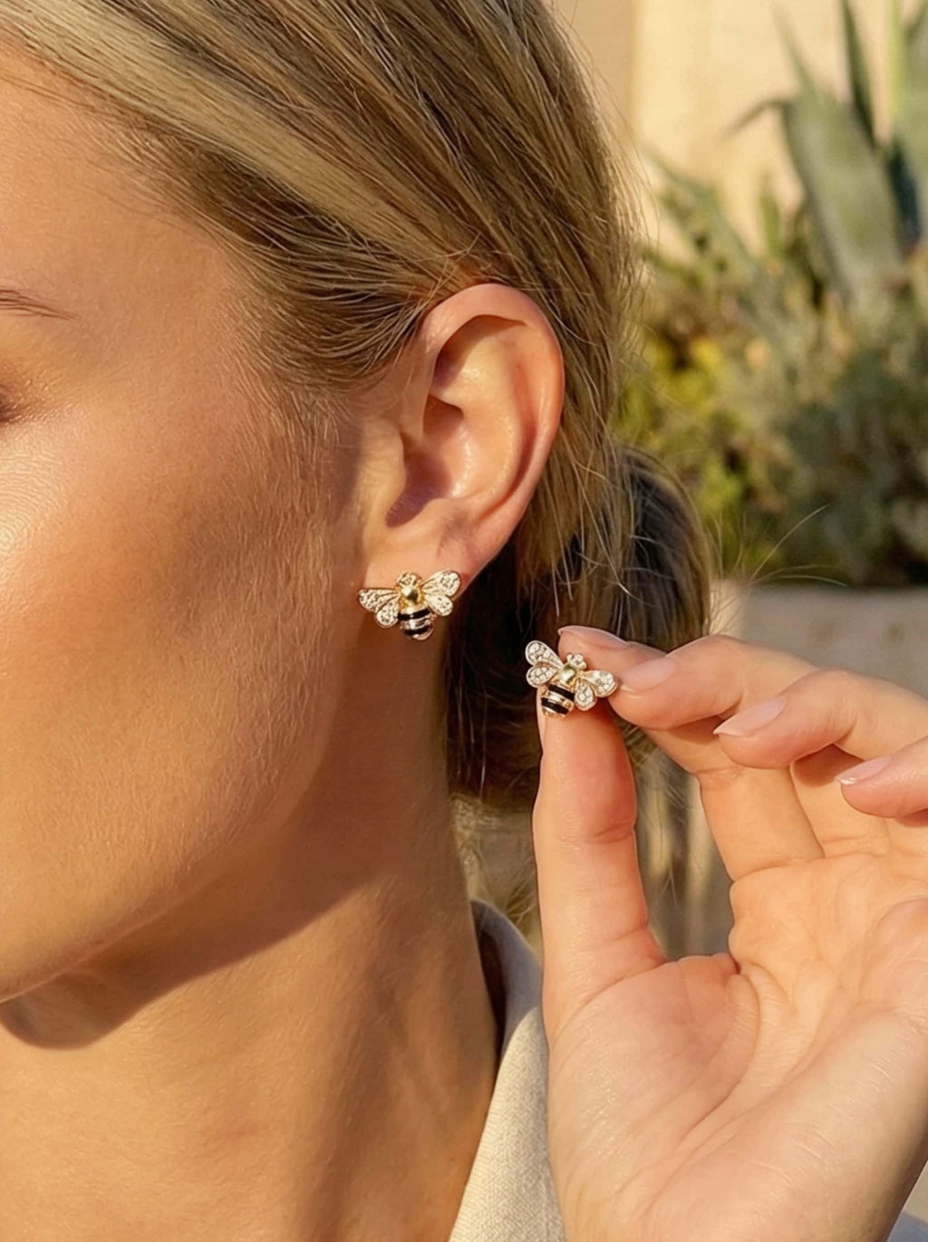 The "Royal Bee" 18K Gold Plated Zircon Studs