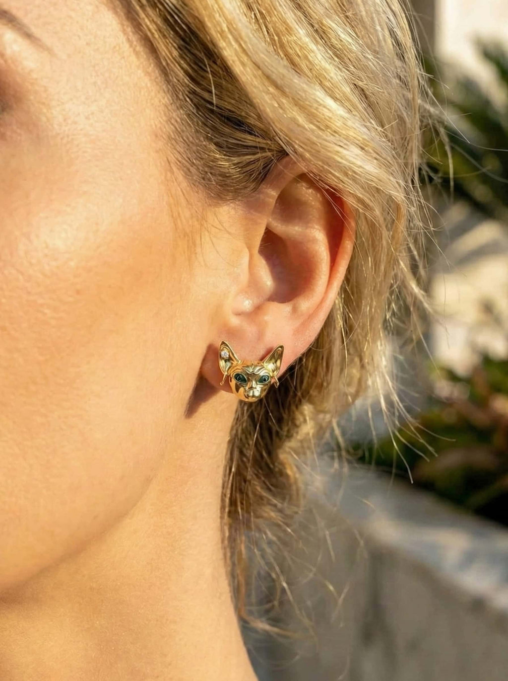 The Royal Sphynx: 18K Gold Plated Statement Stud Earrings