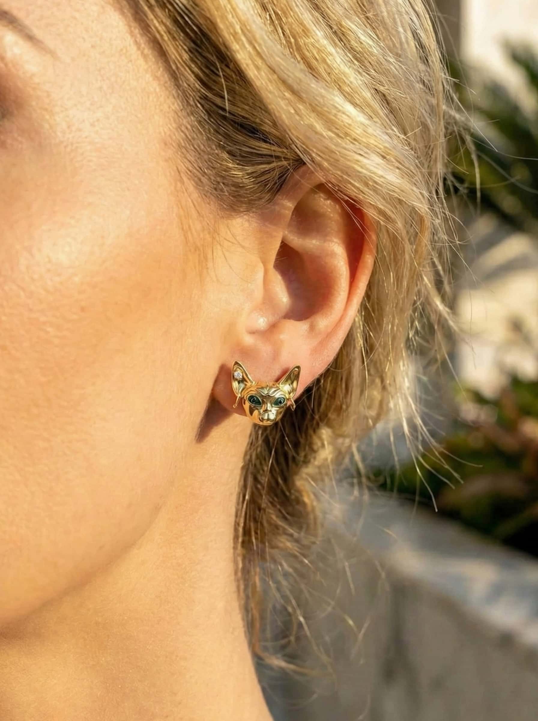 The Royal Sphynx: 18K Gold Plated Statement Stud Earrings