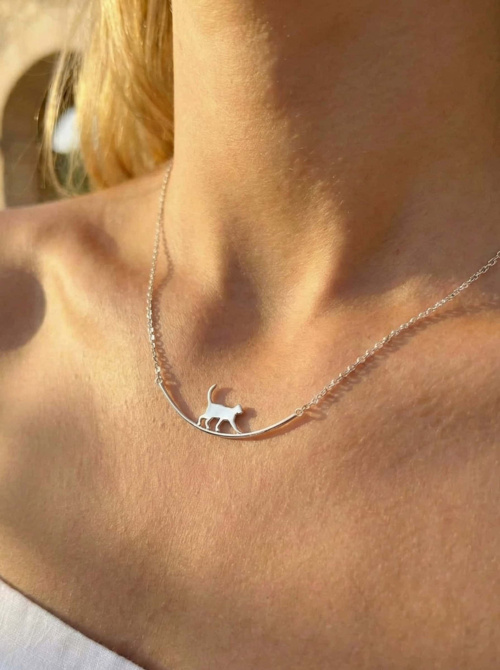 "The Tightrope Walker" | Sterling Silver Cat Balance Necklace