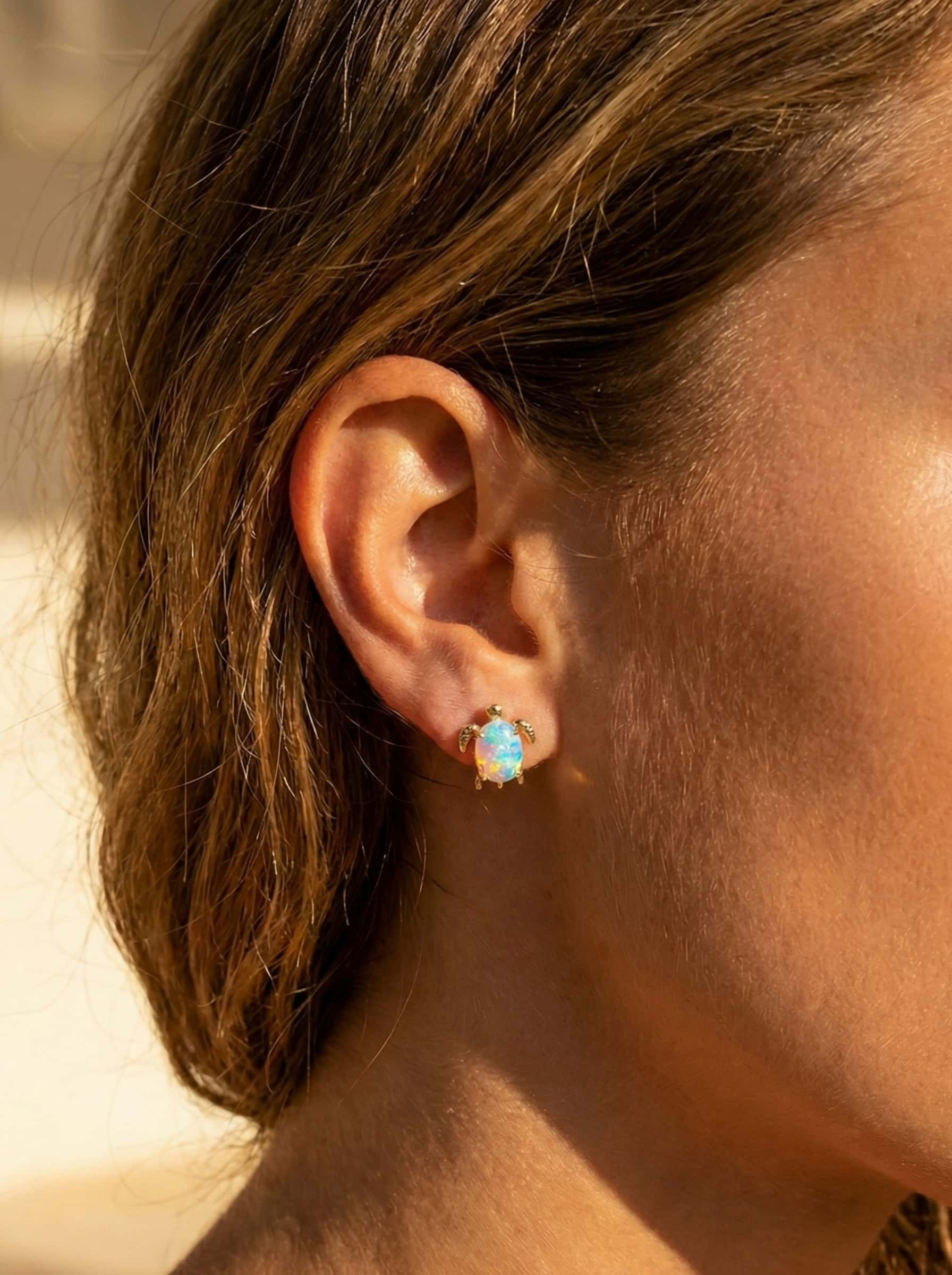 The Opal Voyager Sea Turtle Studs | 10K Gold Plated S925 Silver