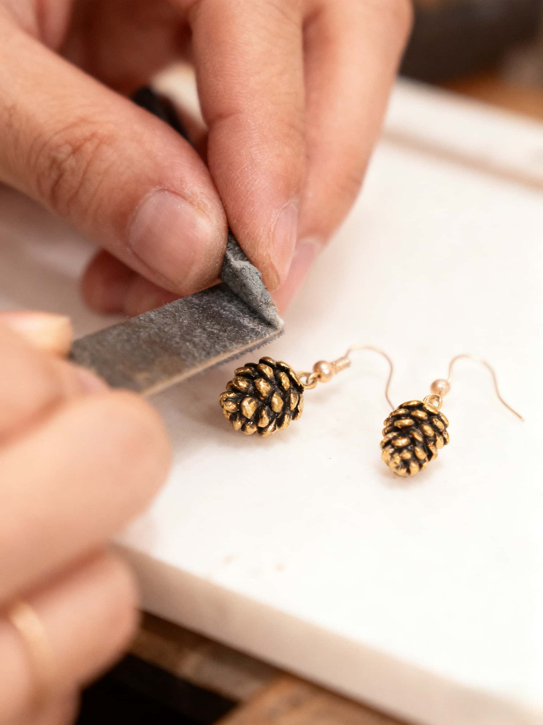 Nature-Inspired Pinecone Earrings