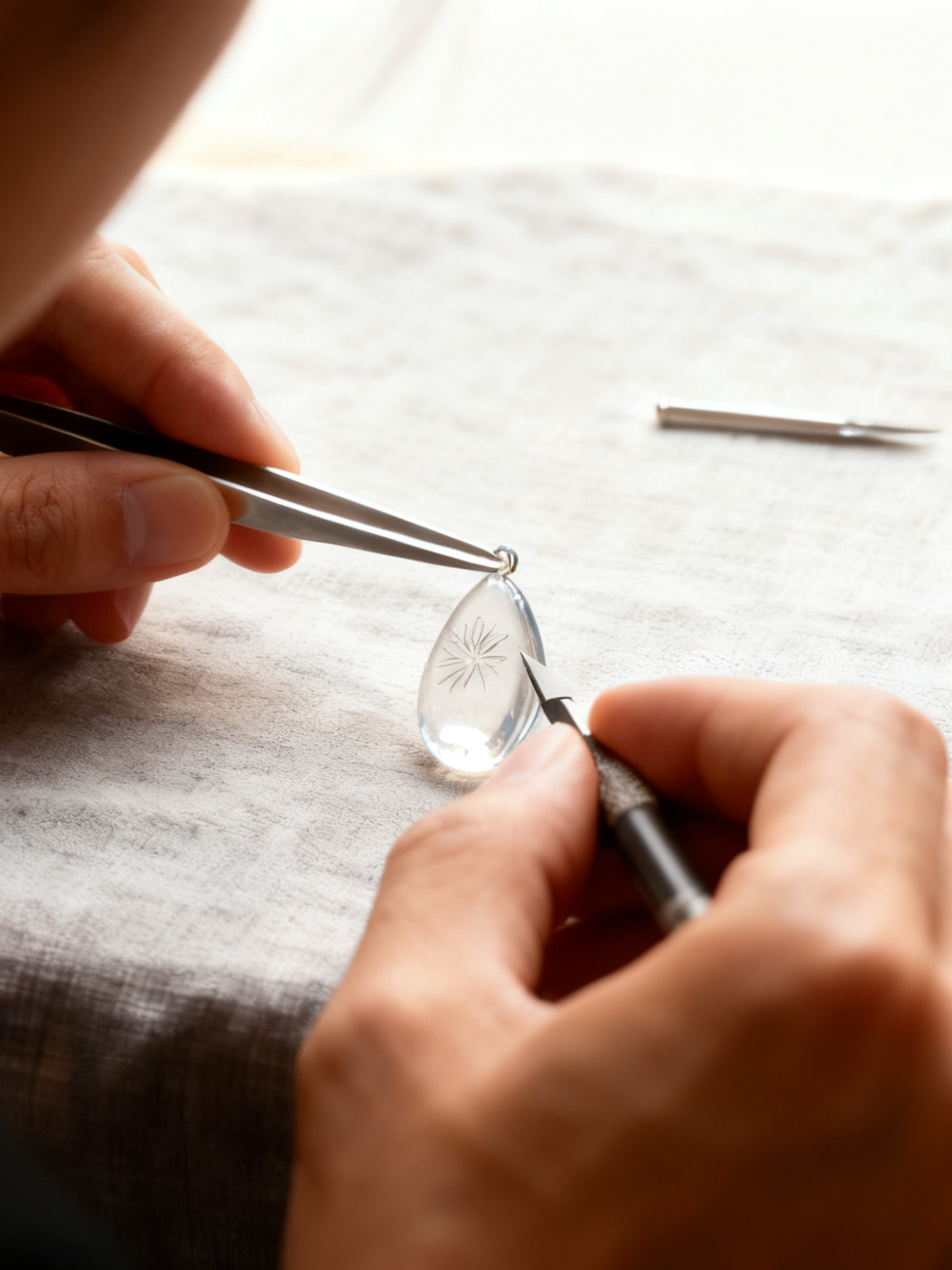 Dandelion Encased Crystal Pendant Necklace