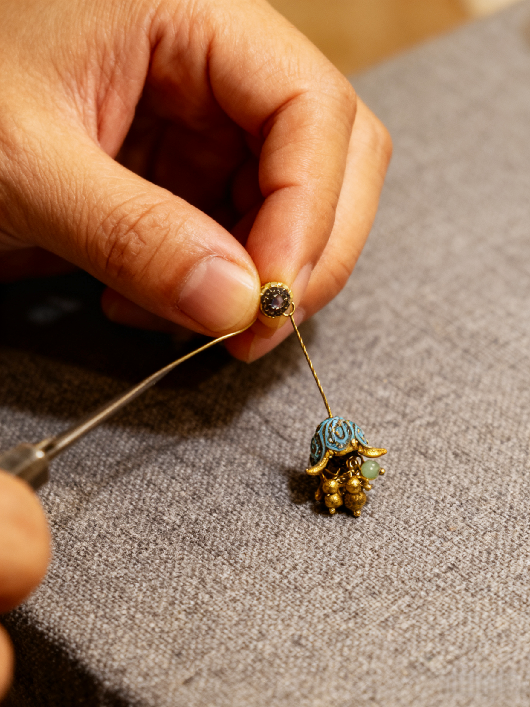 Vintage-Inspired Blue Enamel Earrings