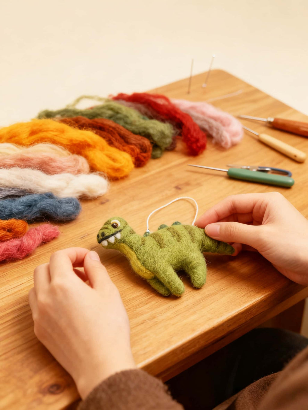 Artisanal Wool Felt Dinosaur Charm