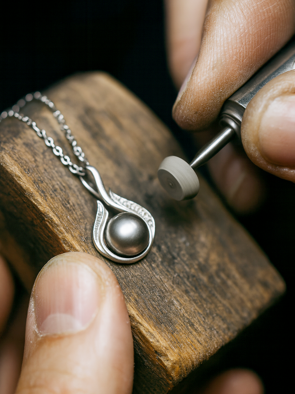 Matte Gray Shell Pearl Neckalace