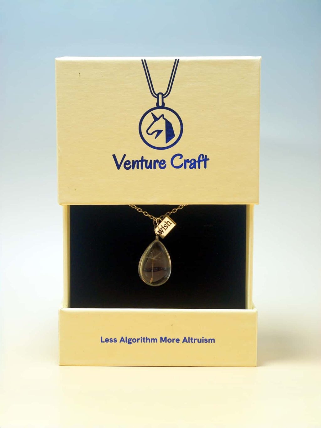 Dandelion Encased Crystal Pendant Necklace