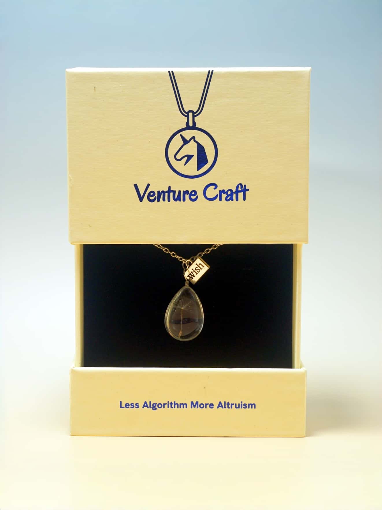 Dandelion Encased Crystal Pendant Necklace