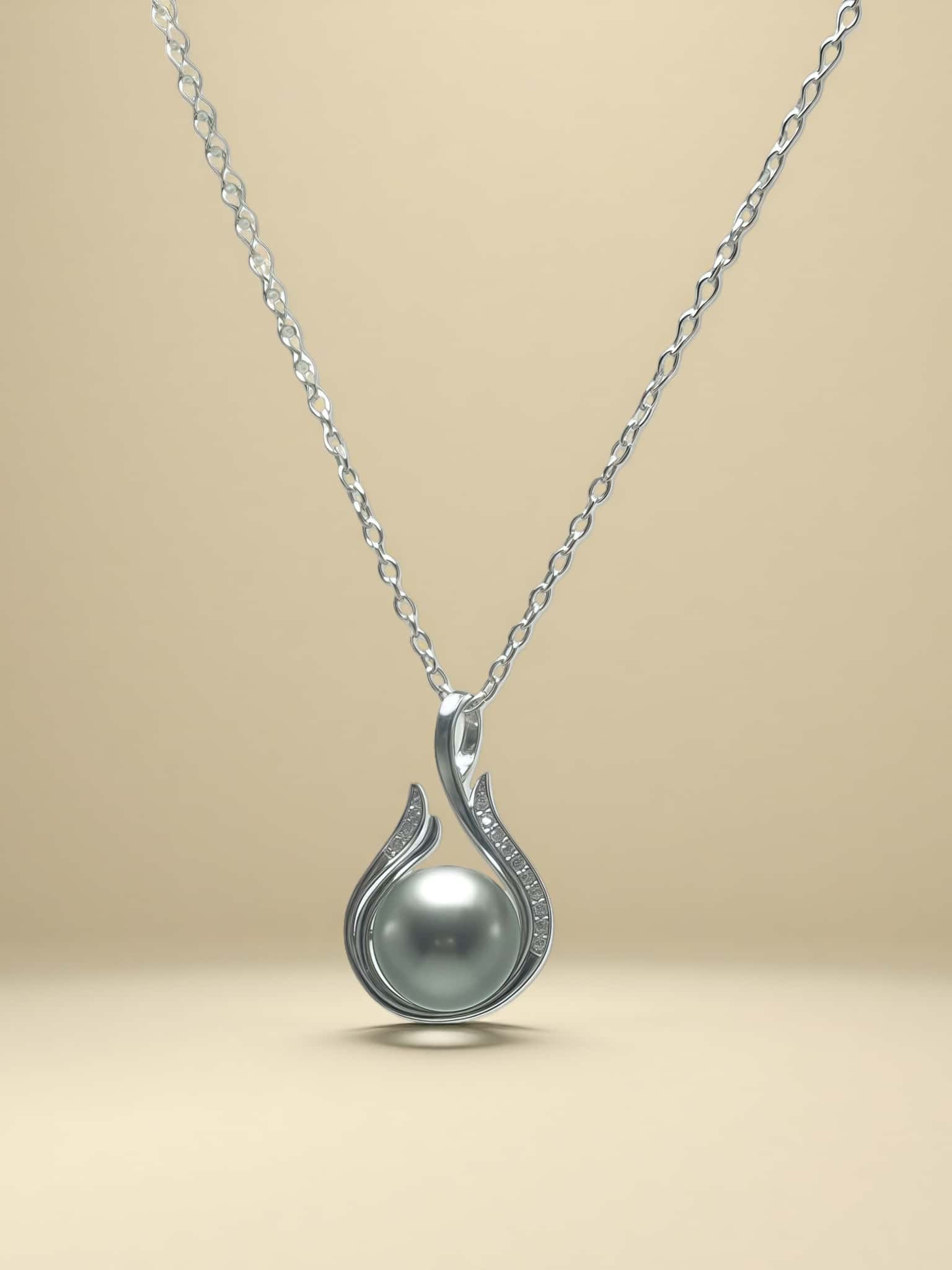 Matte Gray Shell Pearl Neckalace