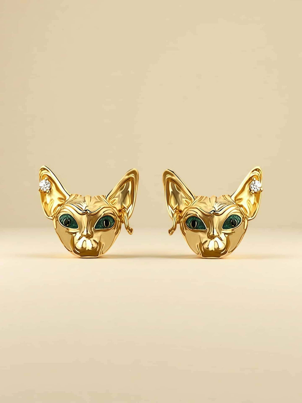 The Royal Sphynx: 18K Gold Plated Statement Stud Earrings