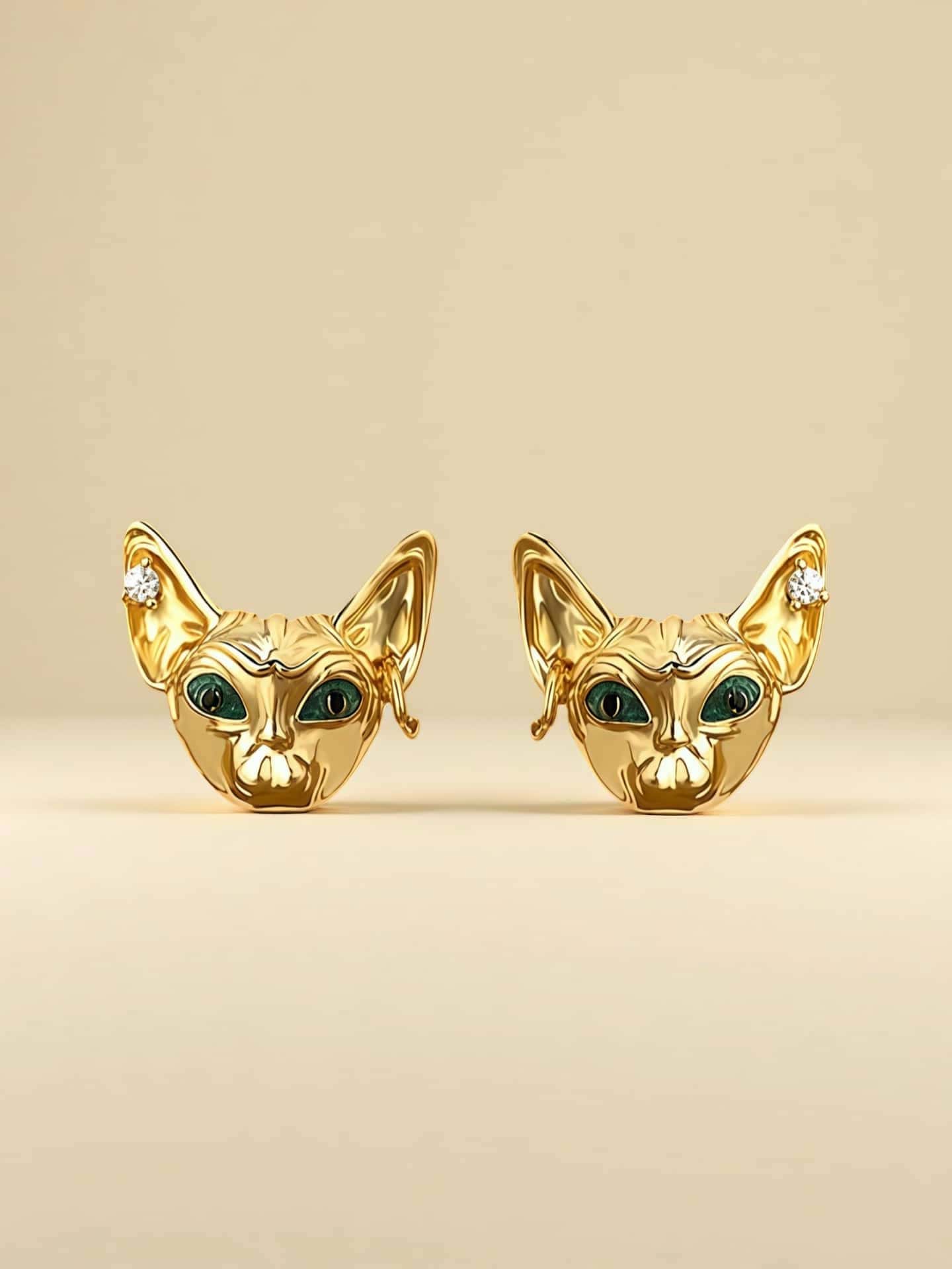 The Royal Sphynx: 18K Gold Plated Statement Stud Earrings