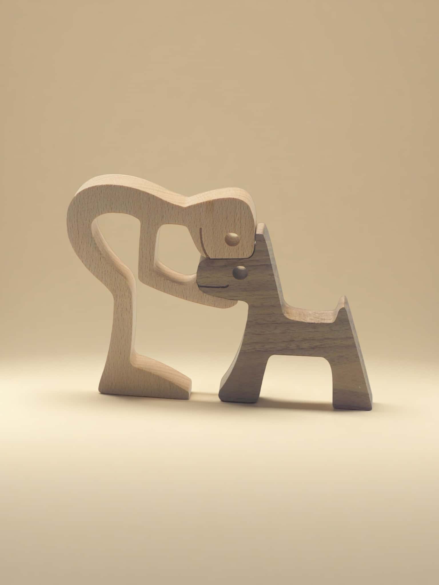 Wooden Human & Dog Decor