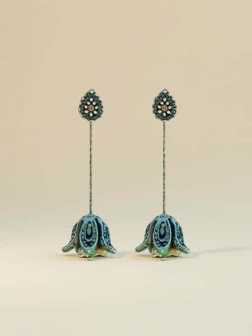 Vintage-Inspired Blue Enamel Earrings