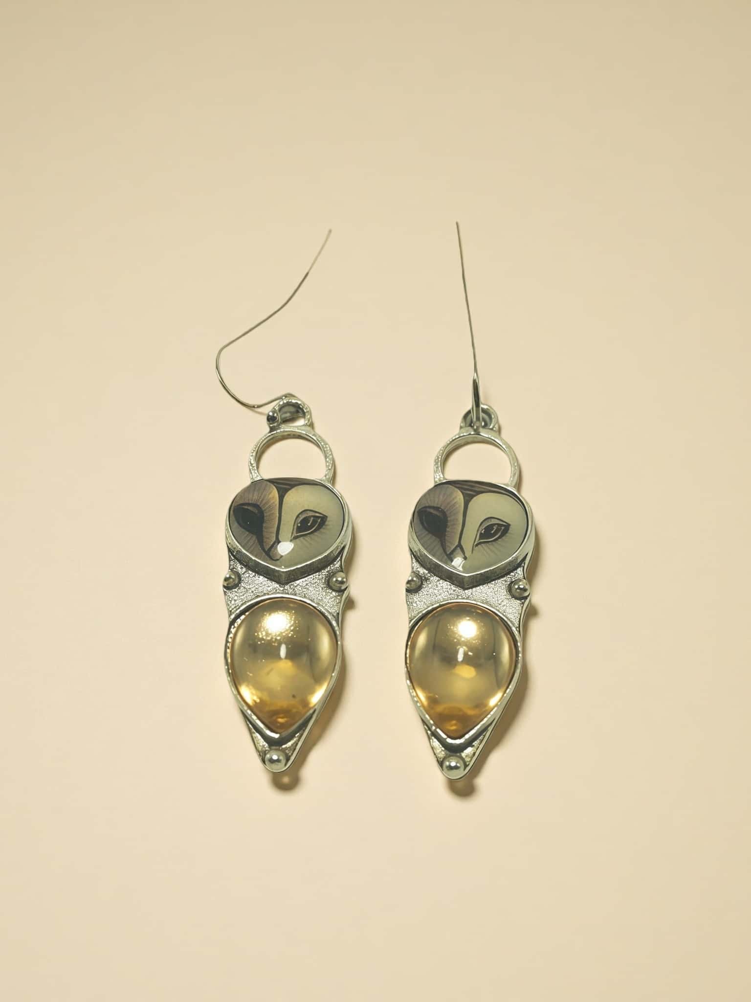 Artistic Owl Drop Earrings