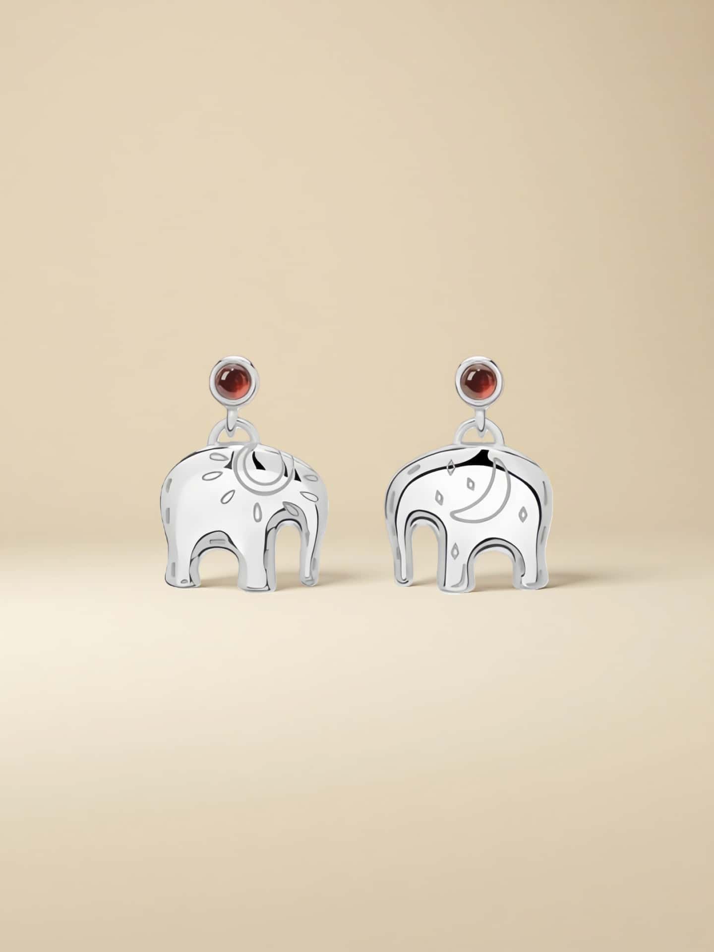 Asymmetrical Sun & Moon Elephant Drop Earrings