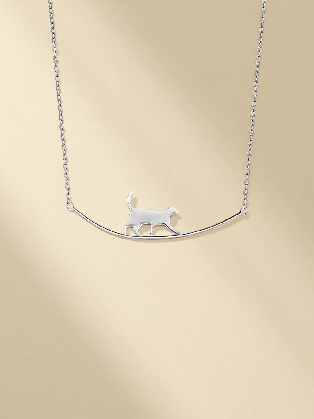 "The Tightrope Walker" | Sterling Silver Cat Balance Necklace