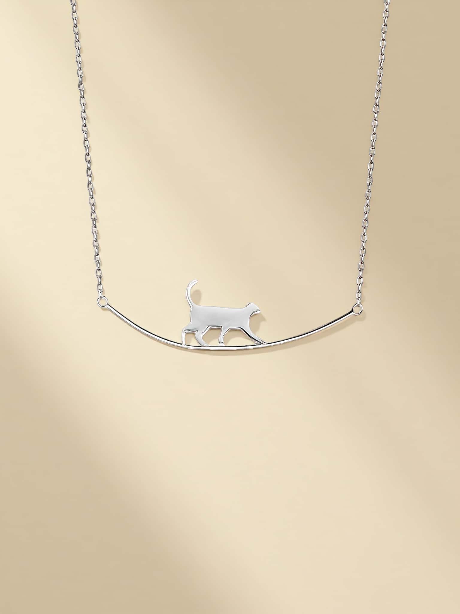 "The Tightrope Walker" | Sterling Silver Cat Balance Necklace
