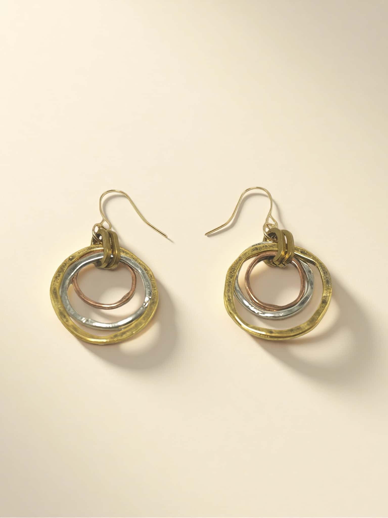 Unique Triple Circle Earrings
