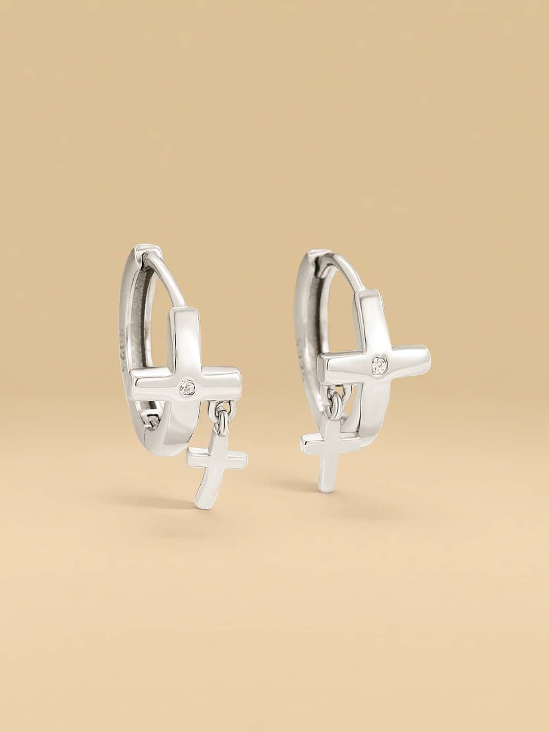 Sophisticated Cross Hoop S925 Sterling Silver