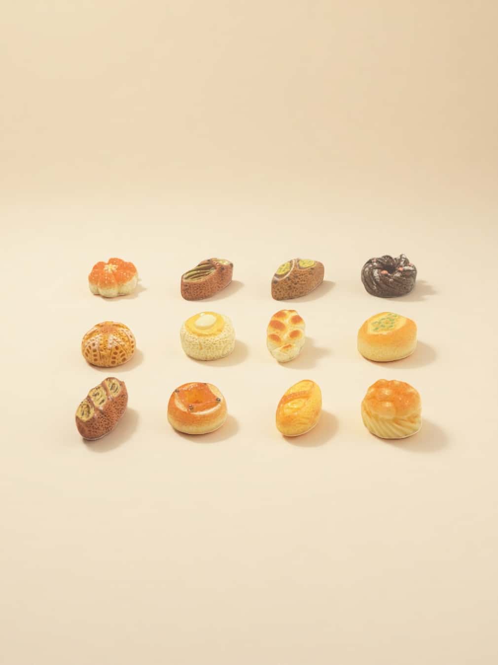 Hand-Painted Miniature Bread Ornaments