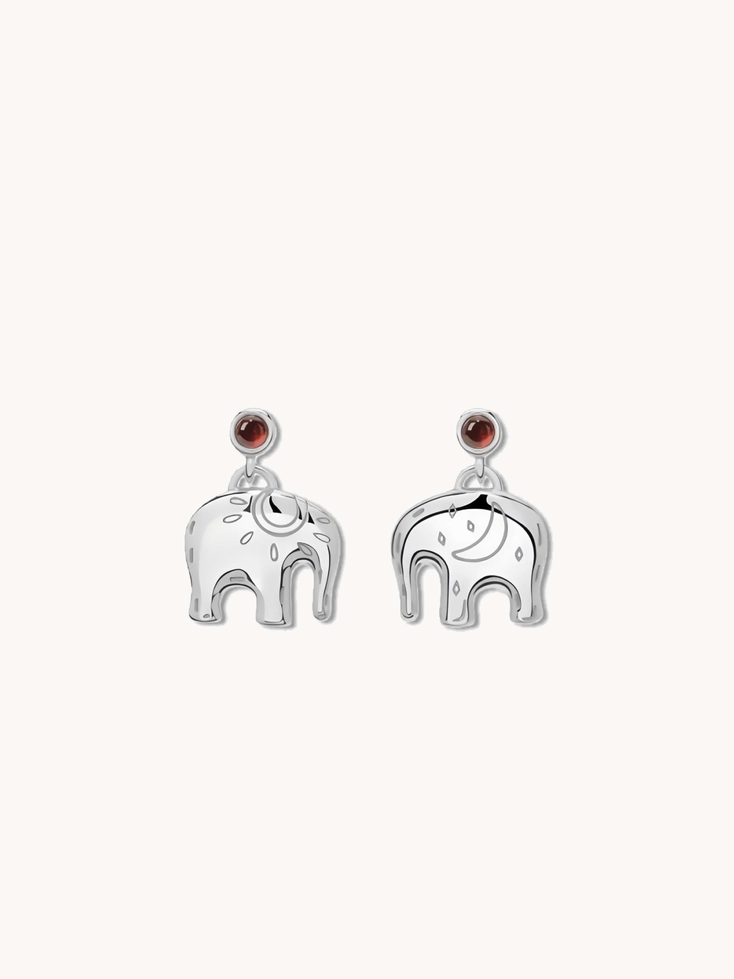 Asymmetrical Sun & Moon Elephant Drop Earrings