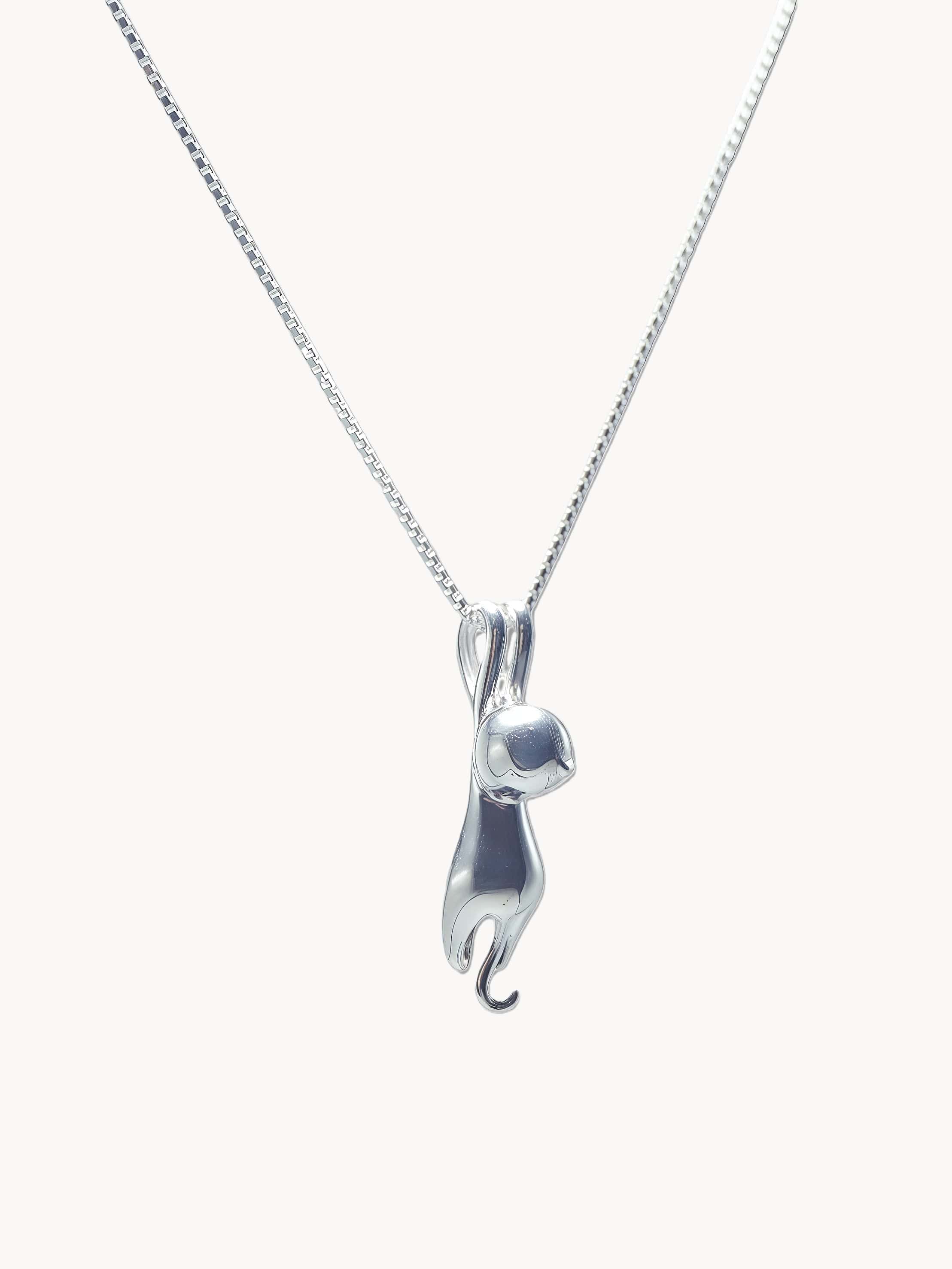 The Curio Cat Necklace | Hand-Finished S925 Silver