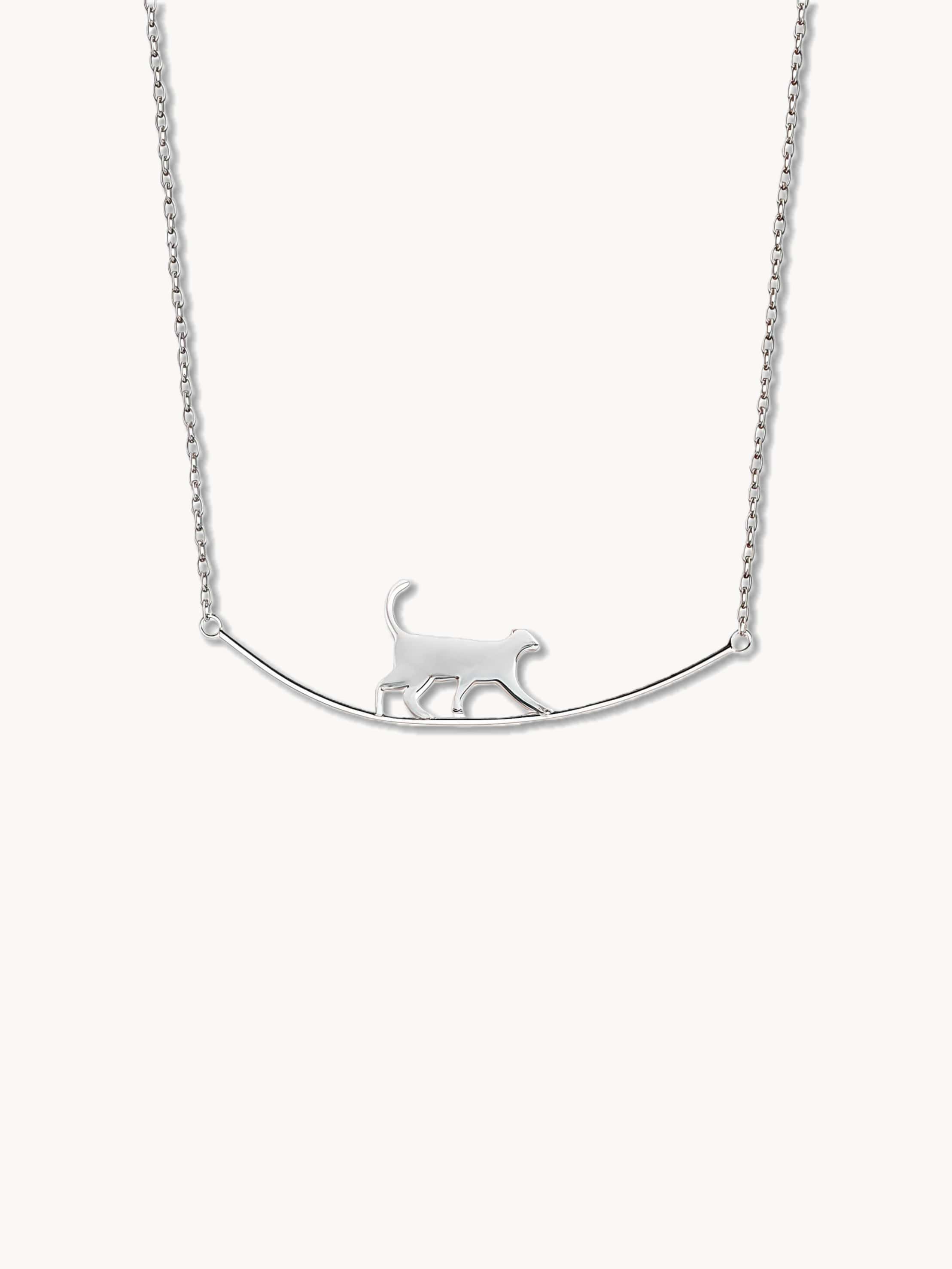 "The Tightrope Walker" | Sterling Silver Cat Balance Necklace