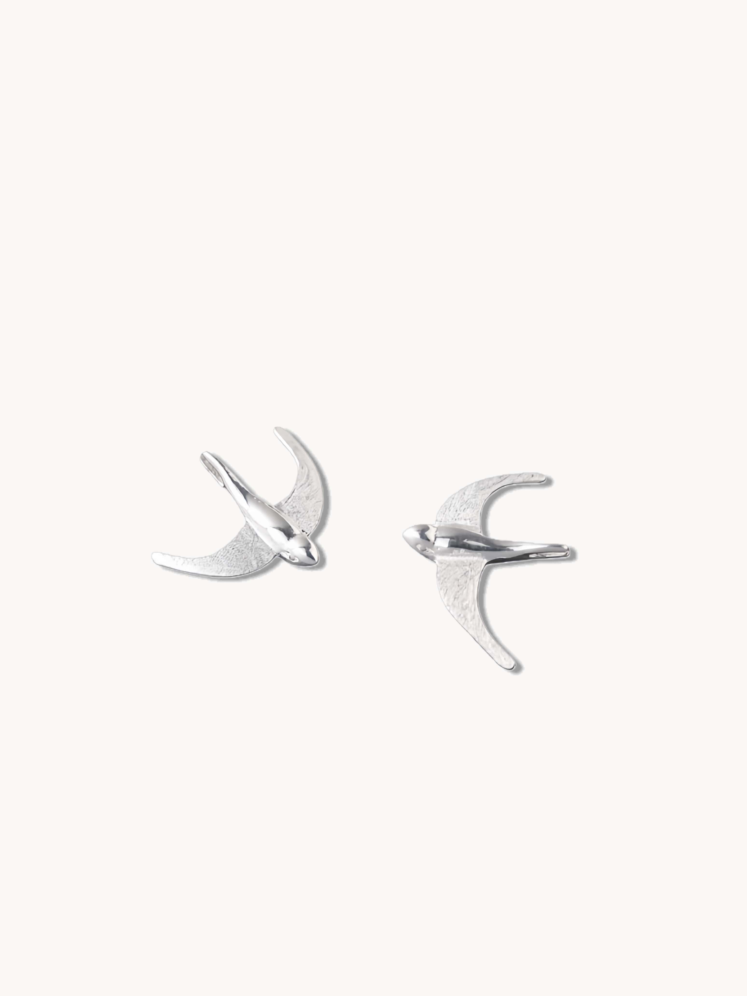 "Flight of Freedom" S925 Sterling Silver Swallow Stud Earrings
