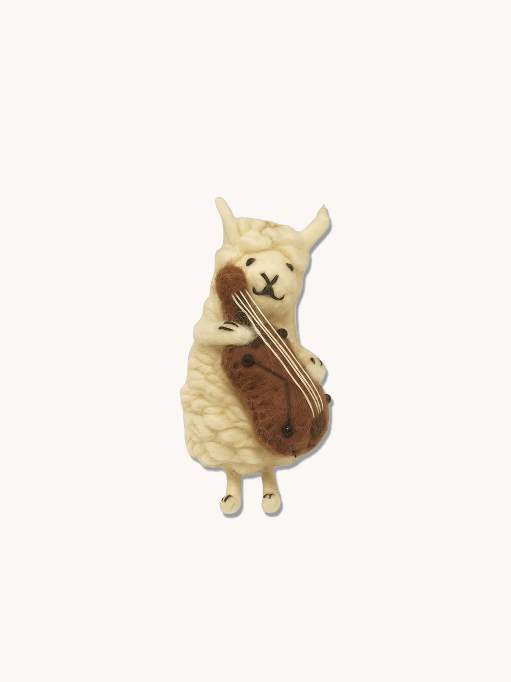 Artisanal Wool Felt Sheep Hugging Violin Charm