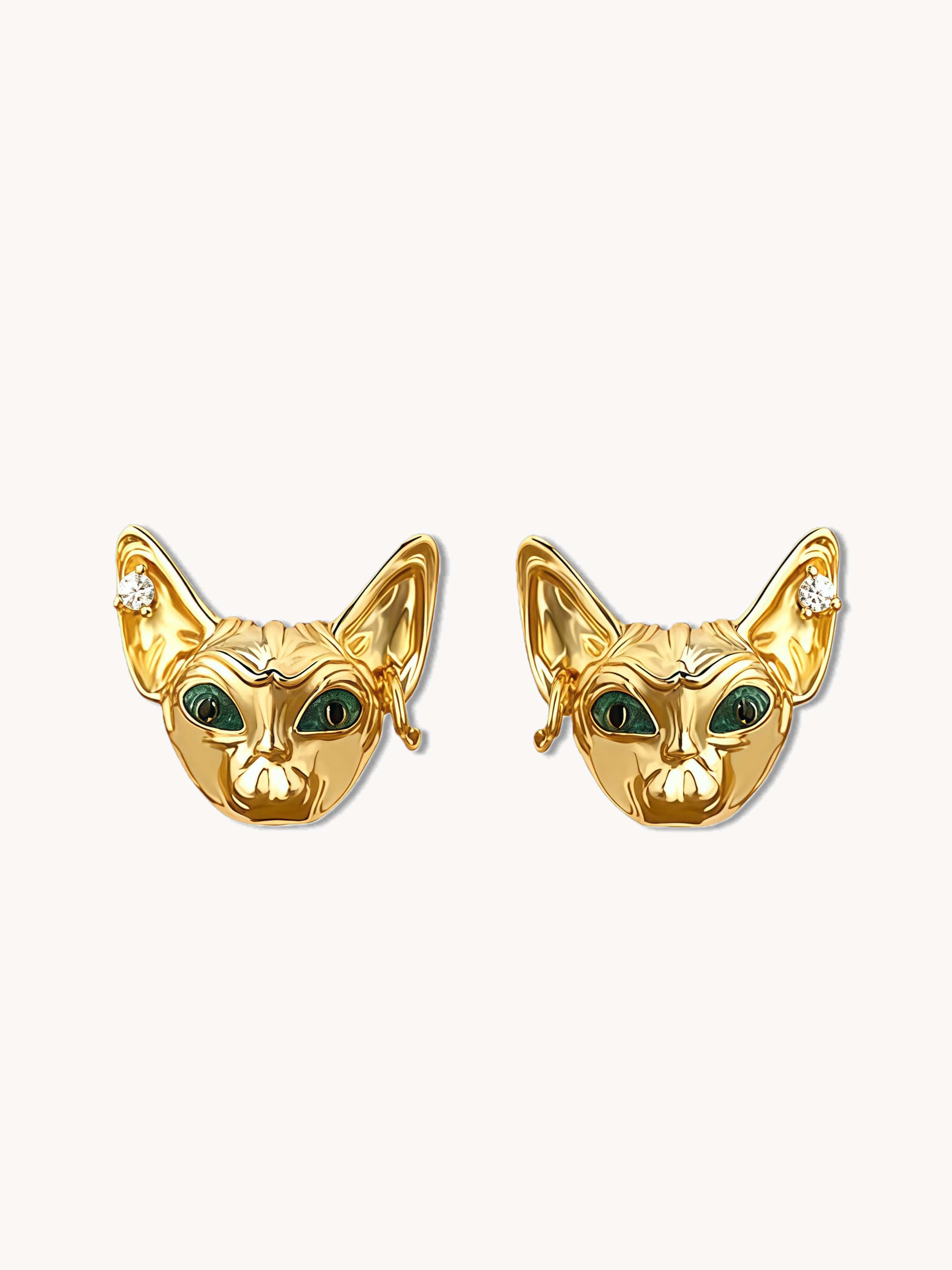 The Royal Sphynx: 18K Gold Plated Statement Stud Earrings