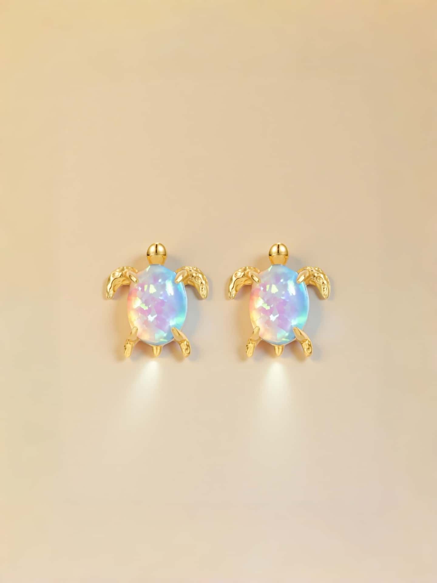 The Opal Voyager Sea Turtle Studs | 10K Gold Plated S925 Silver