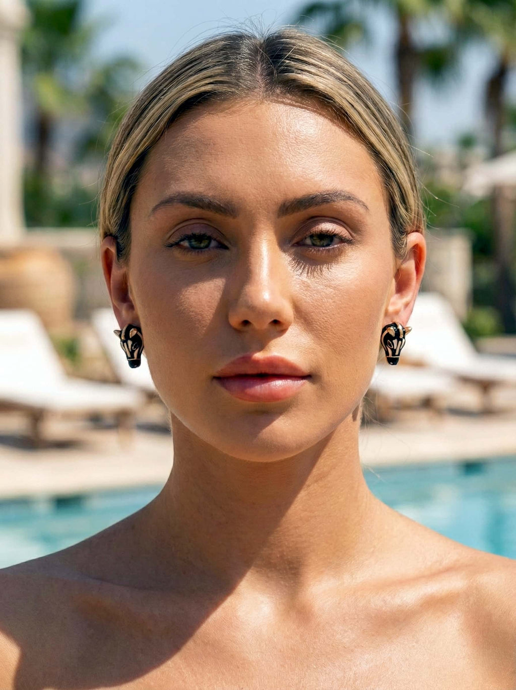 Savanna Muse: 24K Gold-Plated Enamel Zebra Studs