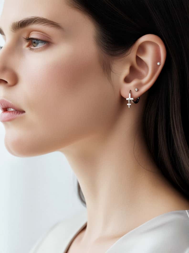 Sophisticated Cross Hoop S925 Sterling Silver