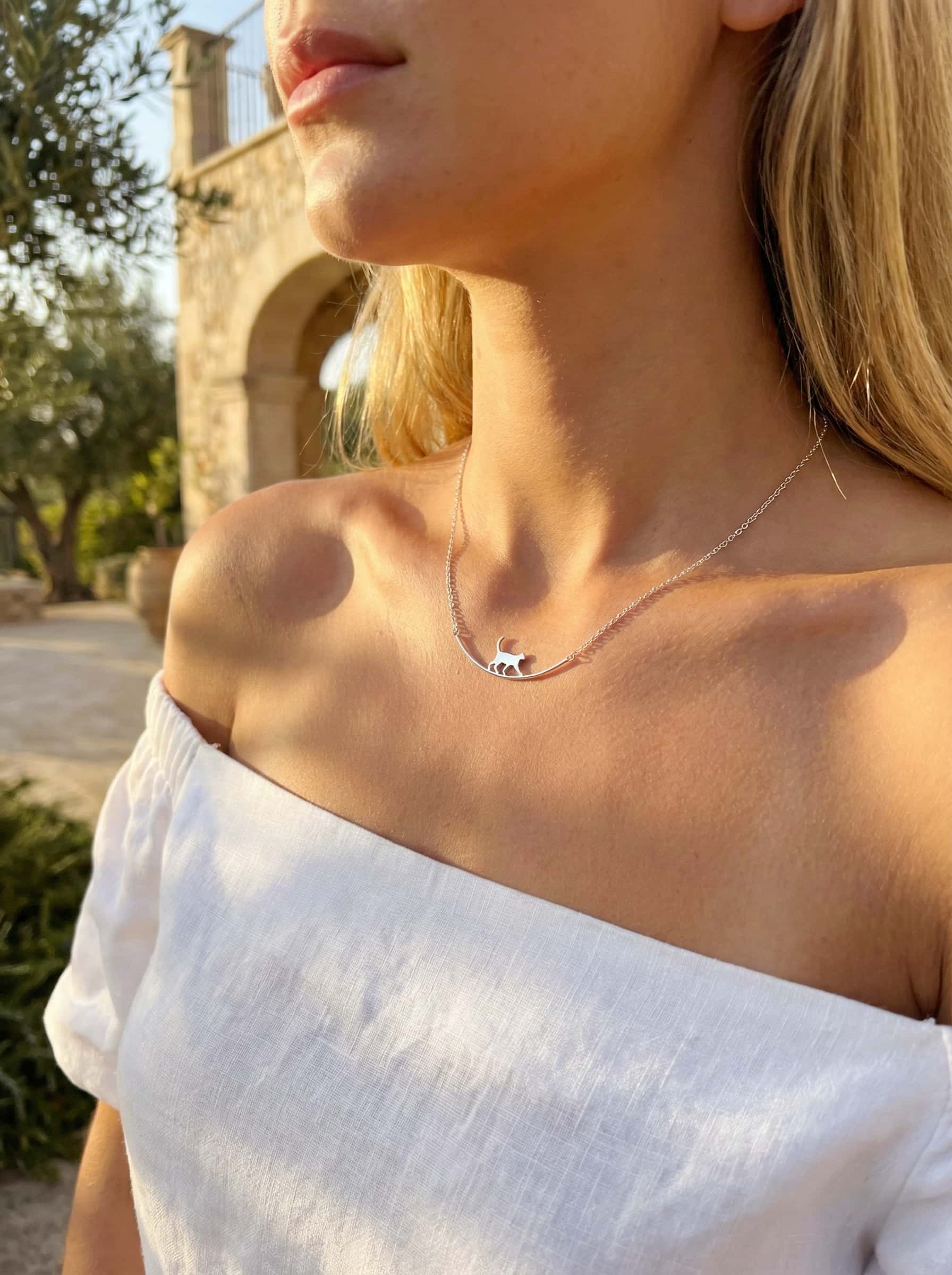 "The Tightrope Walker" | Sterling Silver Cat Balance Necklace