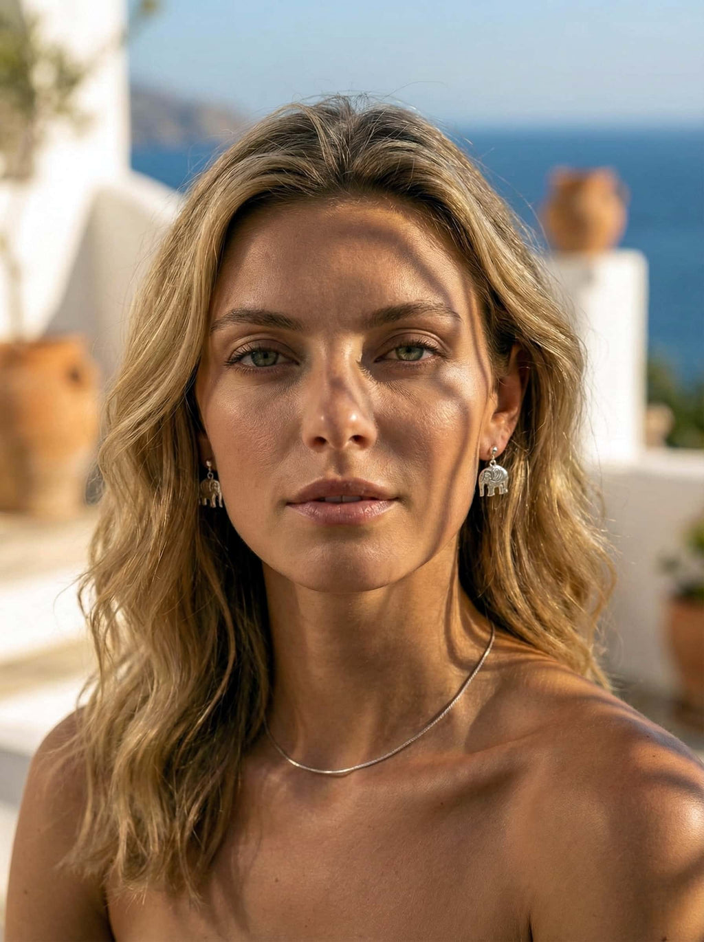 Asymmetrical Sun & Moon Elephant Drop Earrings