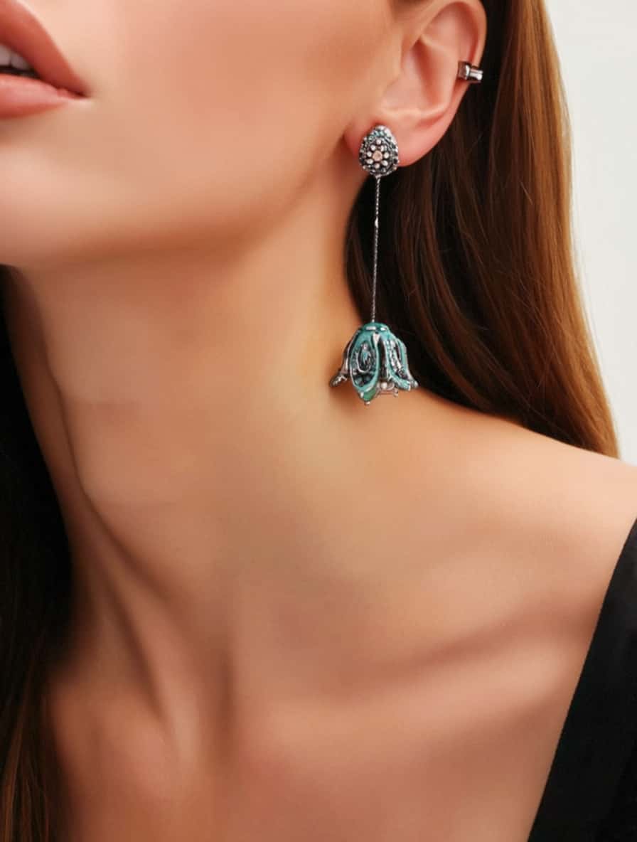 Vintage-Inspired Blue Enamel Earrings