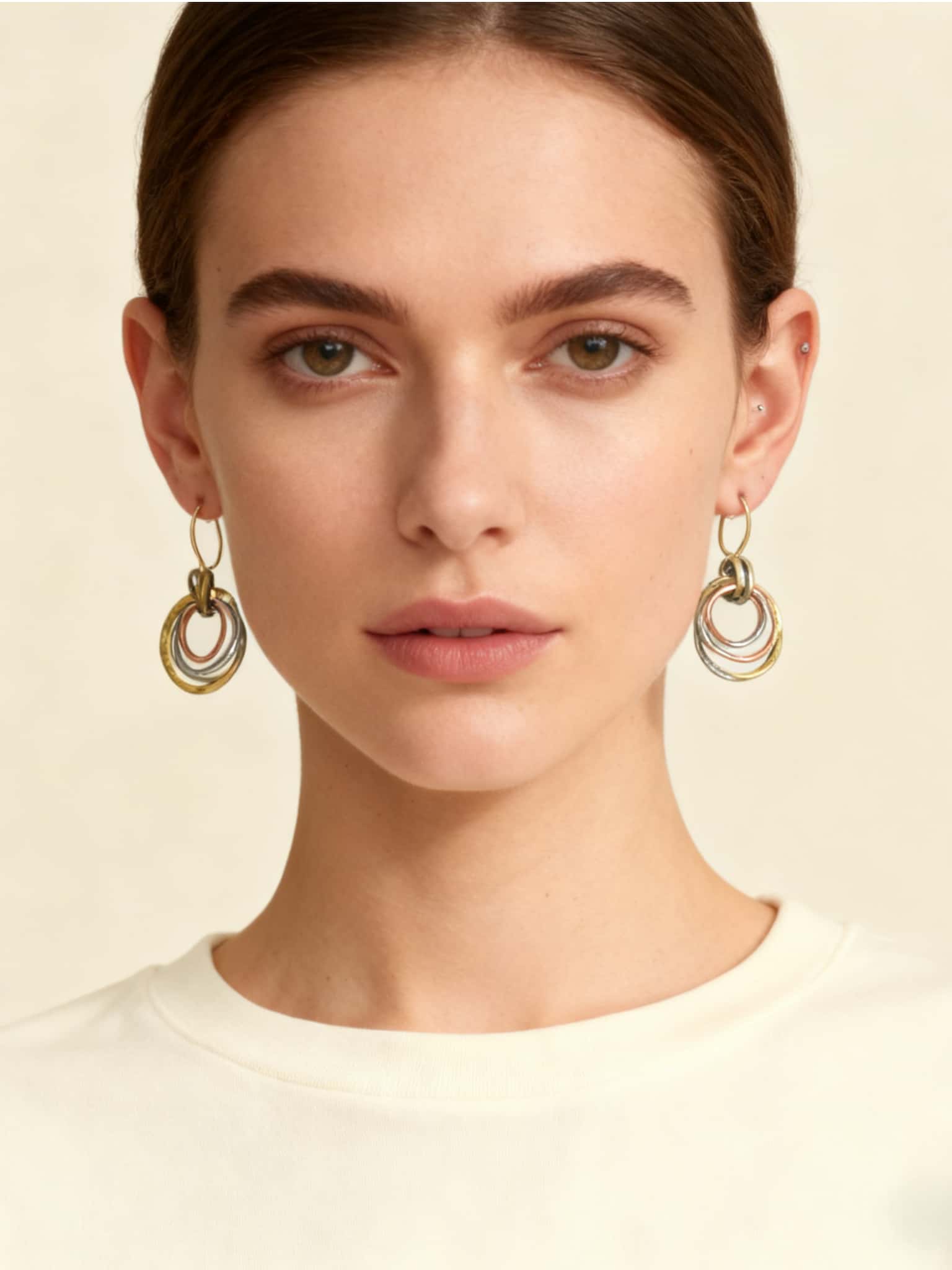 Unique Triple Circle Earrings