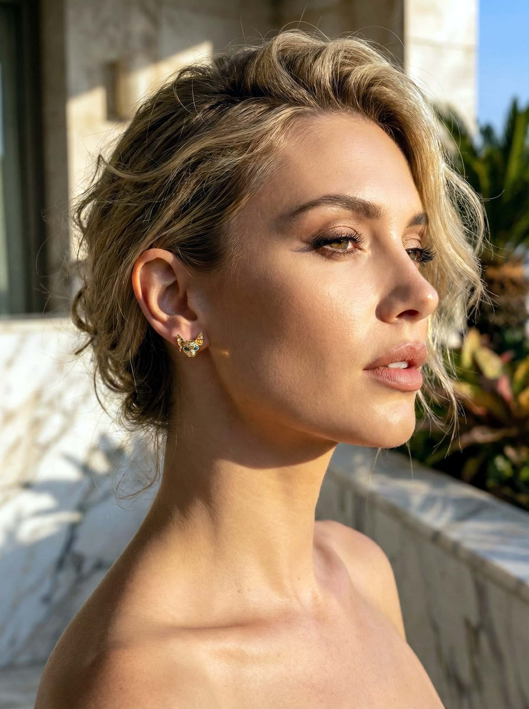 The Royal Sphynx: 18K Gold Plated Statement Stud Earrings