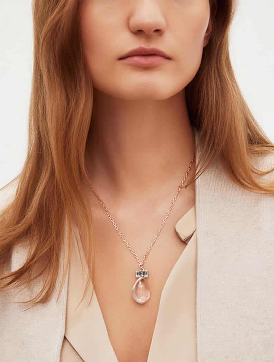 Dandelion Encased Crystal Pendant Necklace