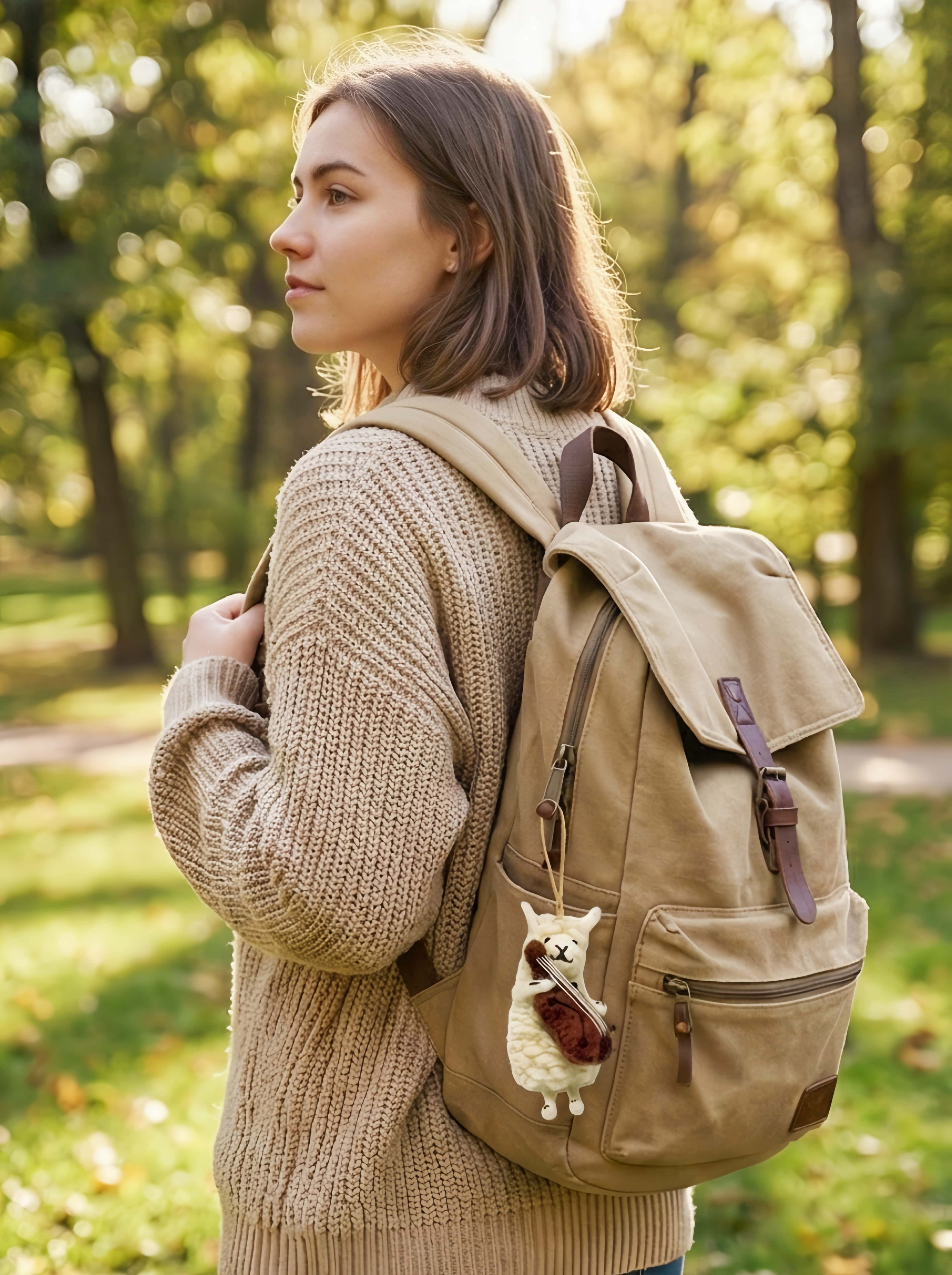 Artisanal Wool Felt Sheep Hugging Violin Charm