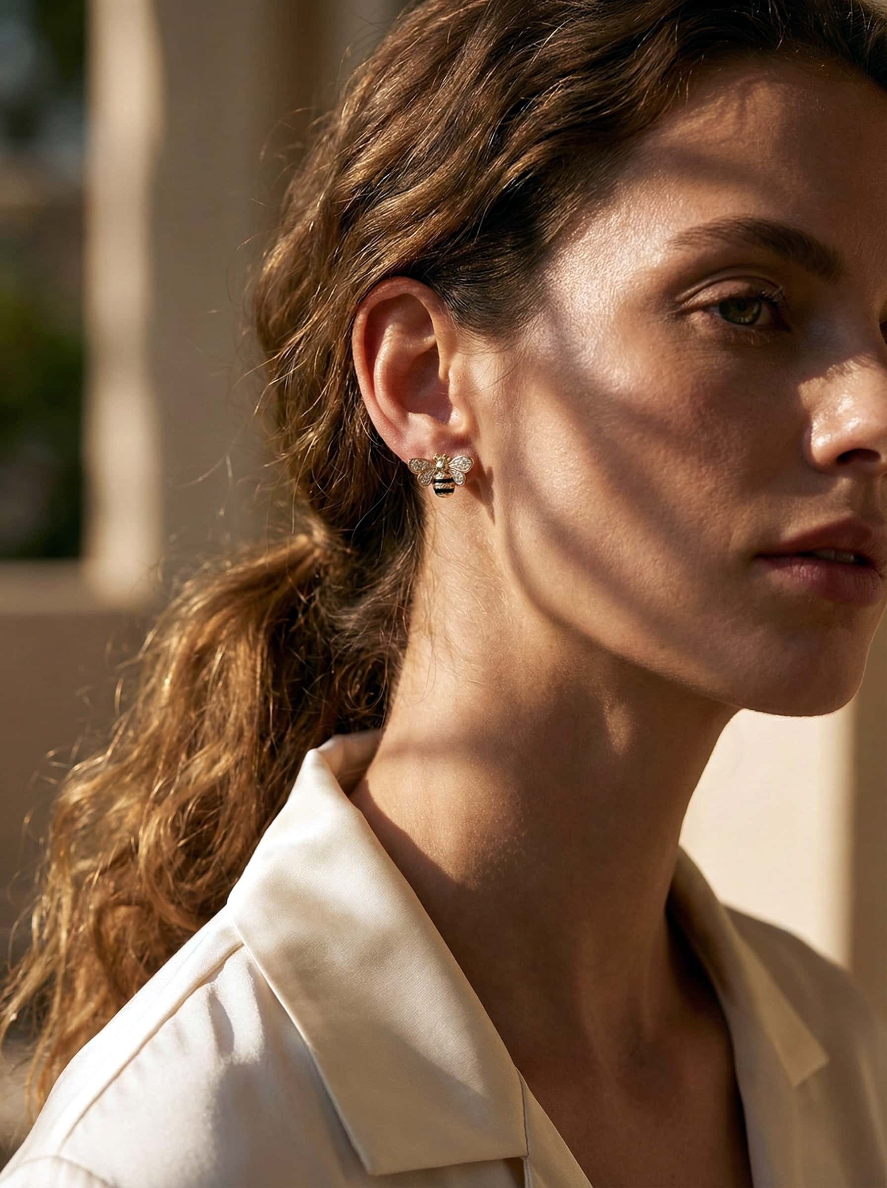 The "Royal Bee" 18K Gold Plated Zircon Studs