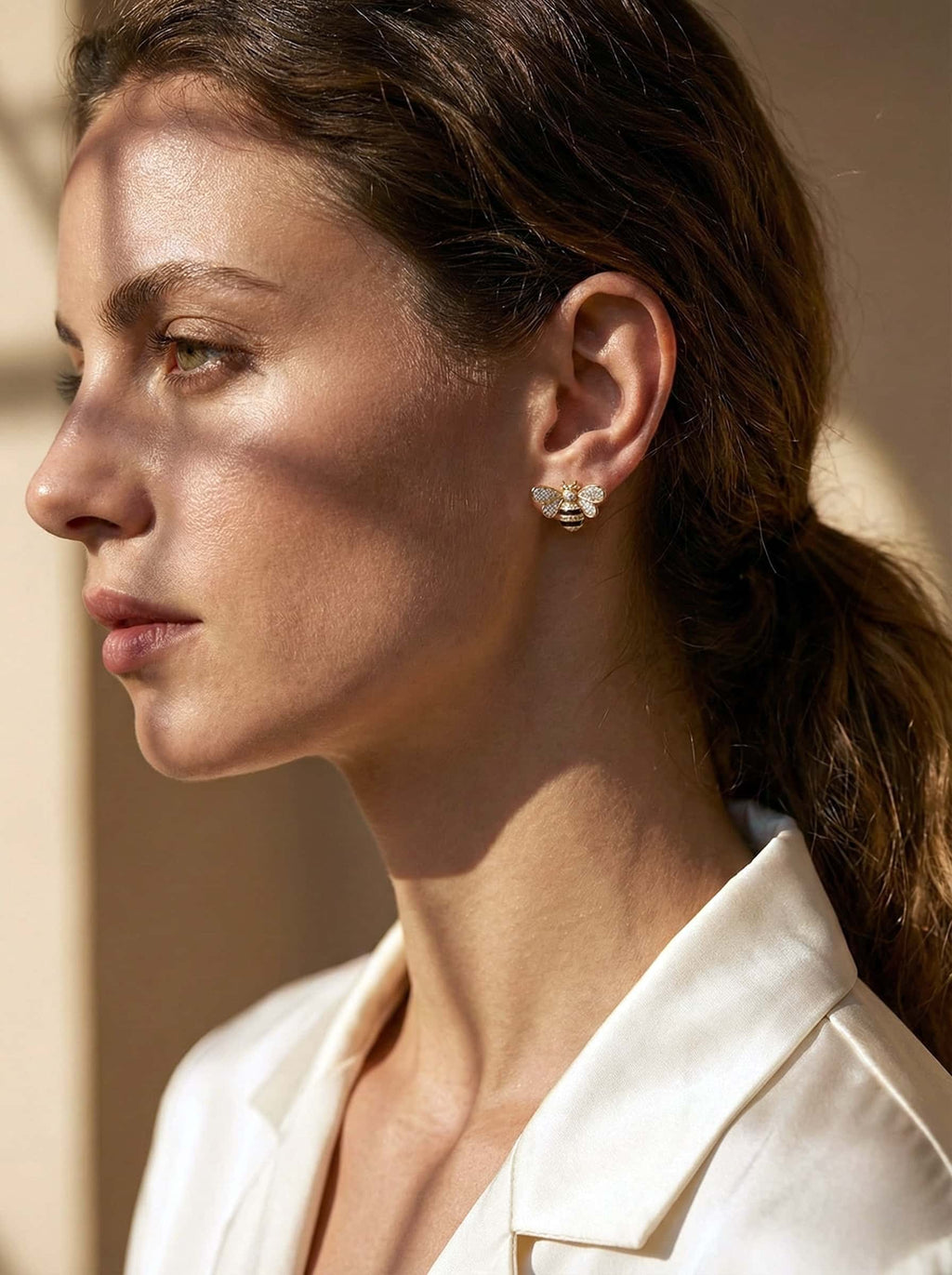 The "Royal Bee" 18K Gold Plated Zircon Studs