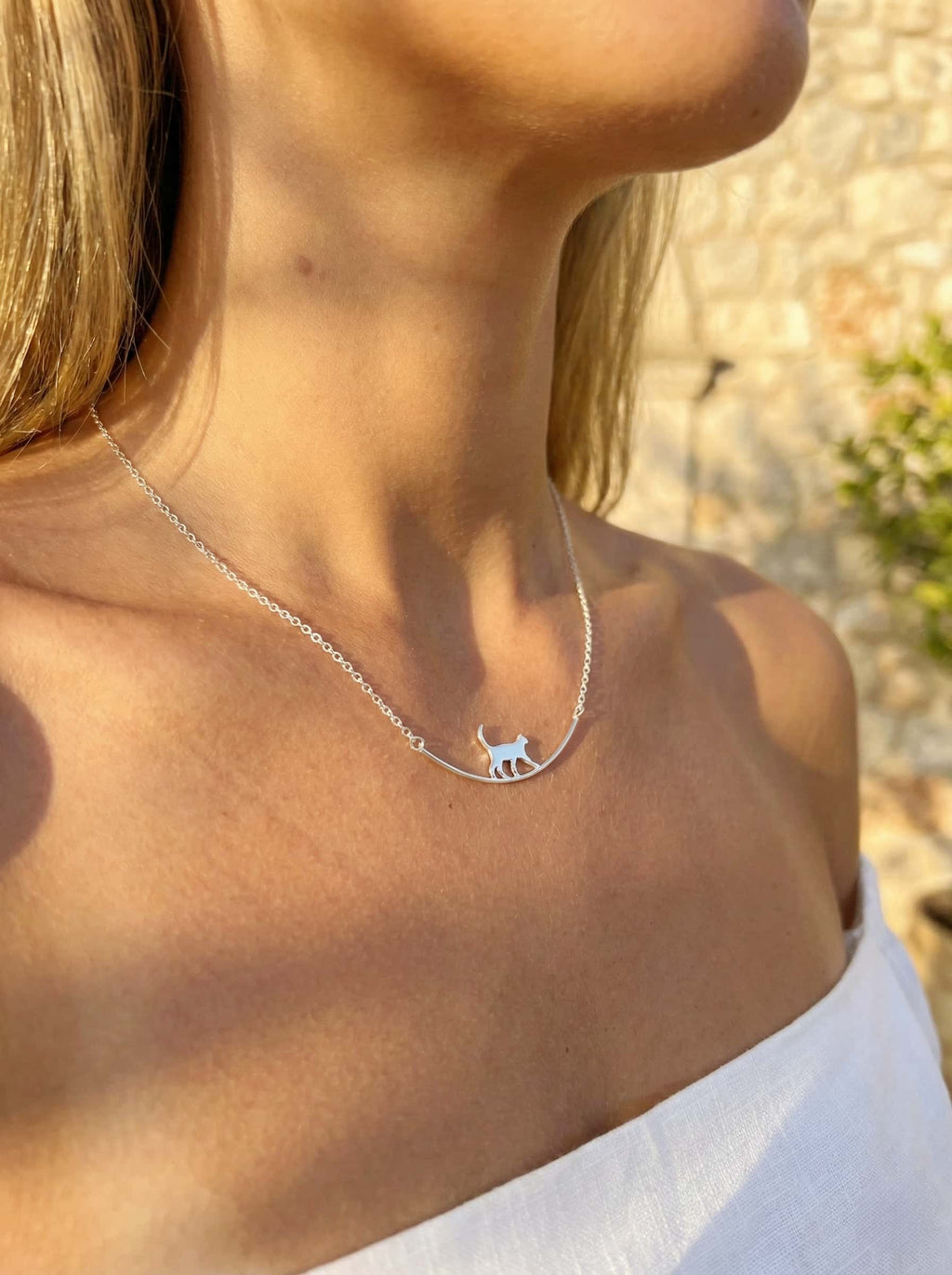 "The Tightrope Walker" | Sterling Silver Cat Balance Necklace