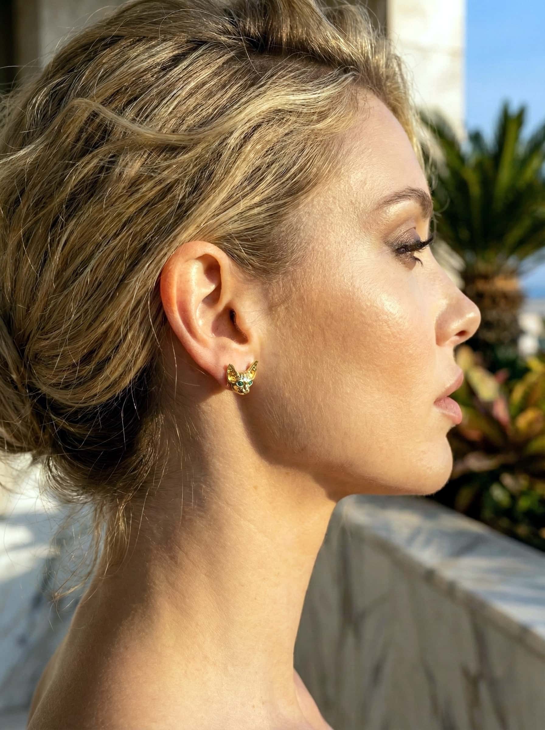 The Royal Sphynx: 18K Gold Plated Statement Stud Earrings