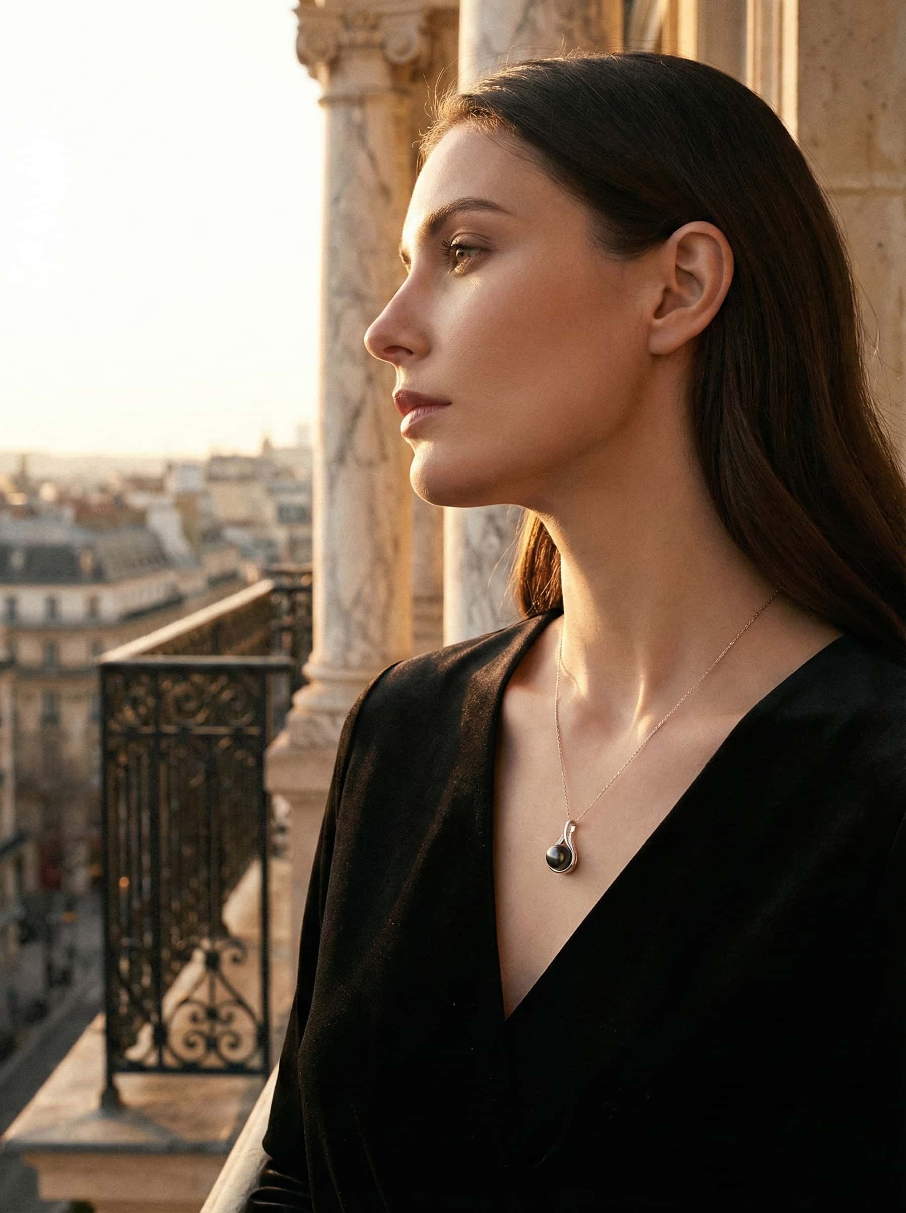 Matte Gray Shell Pearl Neckalace