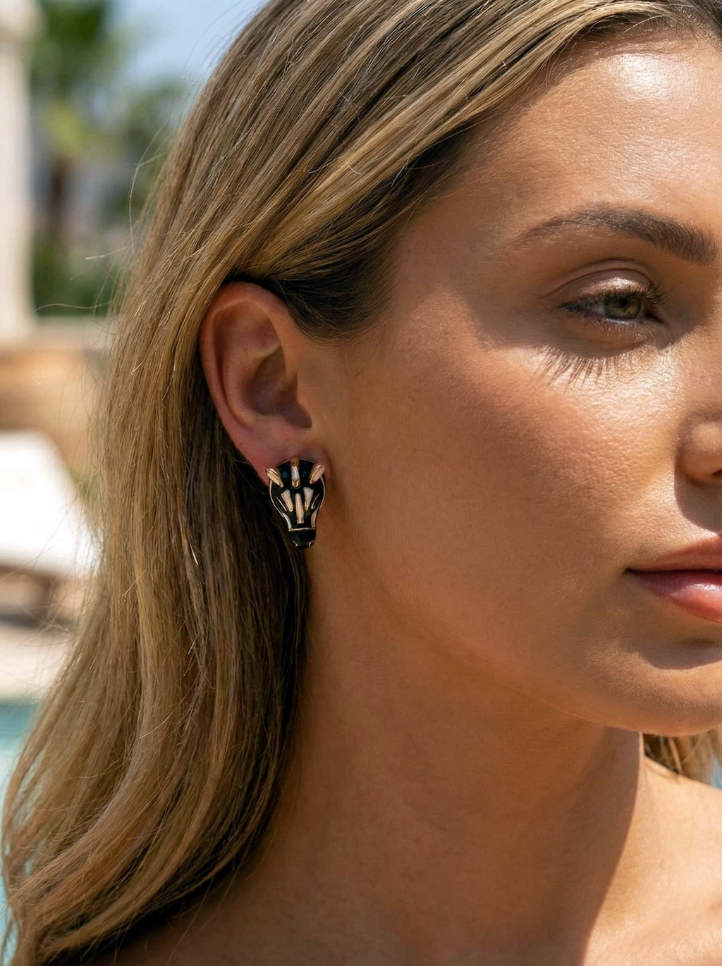 Savanna Muse: 24K Gold-Plated Enamel Zebra Studs