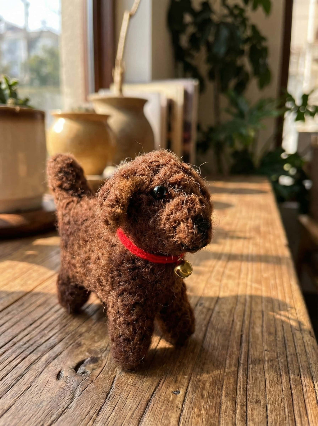 "Cocoa Teddy" Handcrafted Needle Felted Bag Charm & Ornament