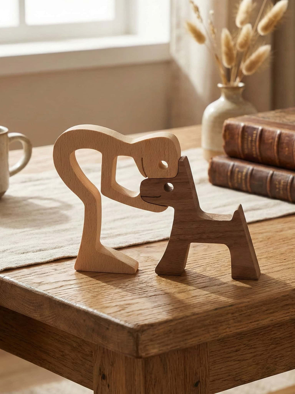 Wooden Human & Dog Decor